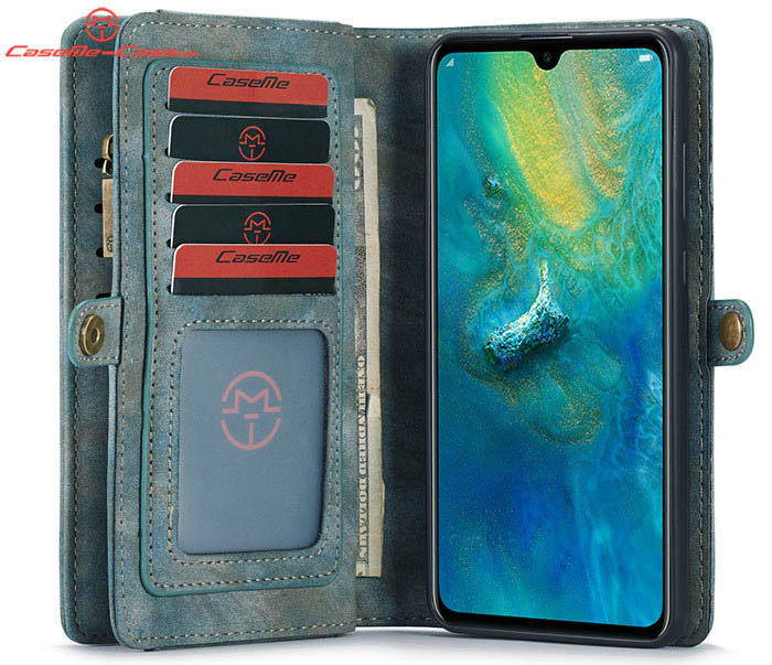 CaseMe Huawei Mate 20 Zipper Wallet Magnetic Detachable 2 in 1 Folio Case