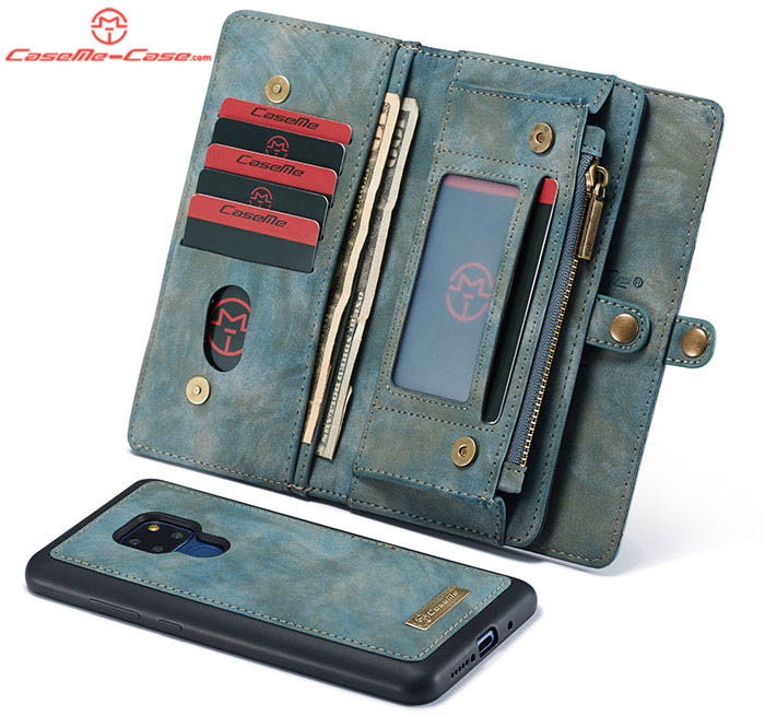 CaseMe Huawei Mate 20 Zipper Wallet Magnetic Detachable 2 in 1 Folio Case