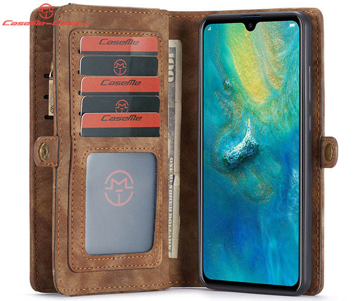 CaseMe Huawei Mate 20 Zipper Wallet Magnetic Detachable 2 in 1 Folio Case