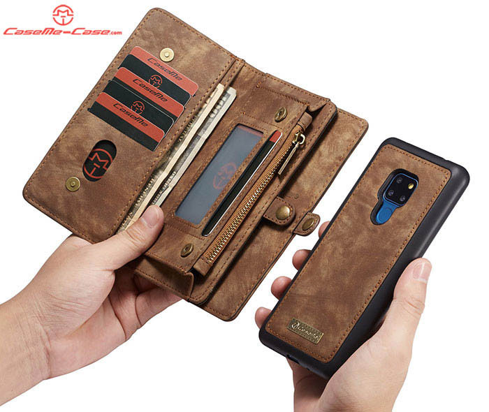 CaseMe Huawei Mate 20 Zipper Wallet Magnetic Detachable 2 in 1 Folio Case