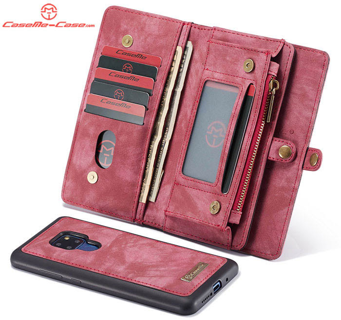 CaseMe Huawei Mate 20 Zipper Wallet Magnetic Detachable 2 in 1 Folio Case