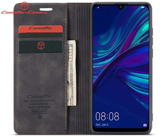 CaseMe Huawei P Smart 2019 Retro Wallet Kickstand Magnetic Flip Leather Case