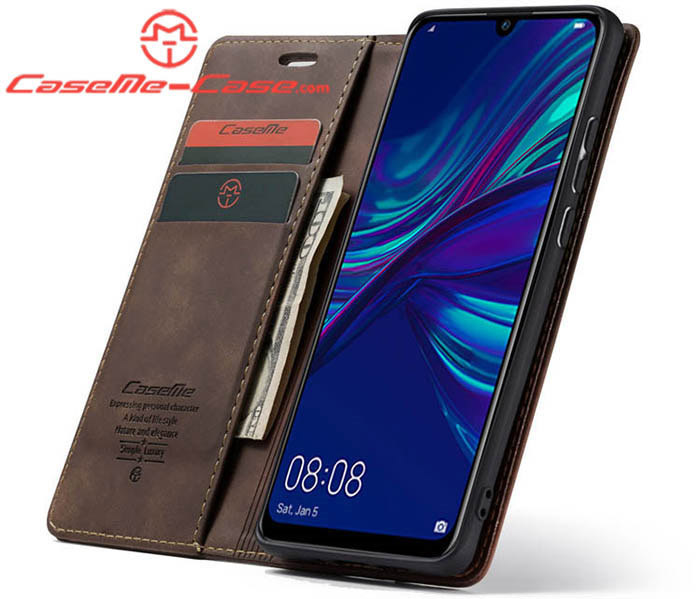 CaseMe Huawei P Smart 2019 Retro Wallet Kickstand Magnetic Flip Leather Case