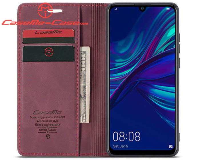 CaseMe Huawei P Smart 2019 Retro Wallet Kickstand Magnetic Flip Leather Case