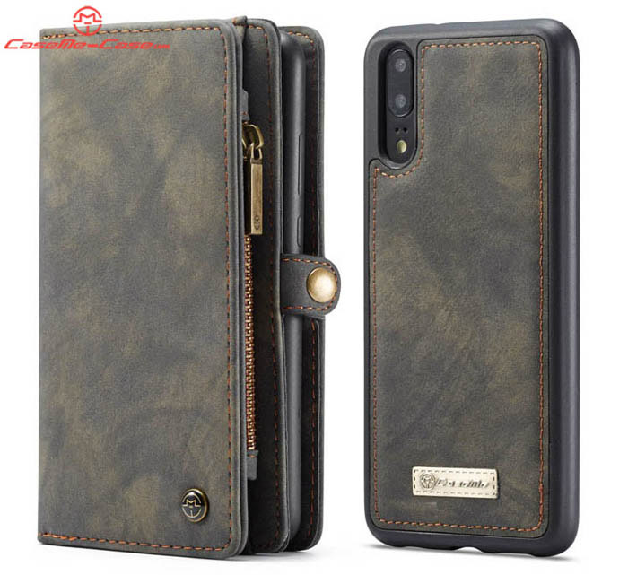 CaseMe Huawei P20 Multi-functional Zipper Wallet Magnetic Detachable 2 in 1 Folio Case