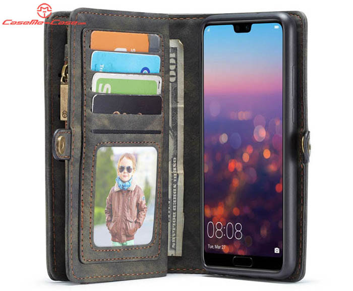 CaseMe Huawei P20 Zipper Wallet Magnetic Detachable 2 in 1 Folio Case