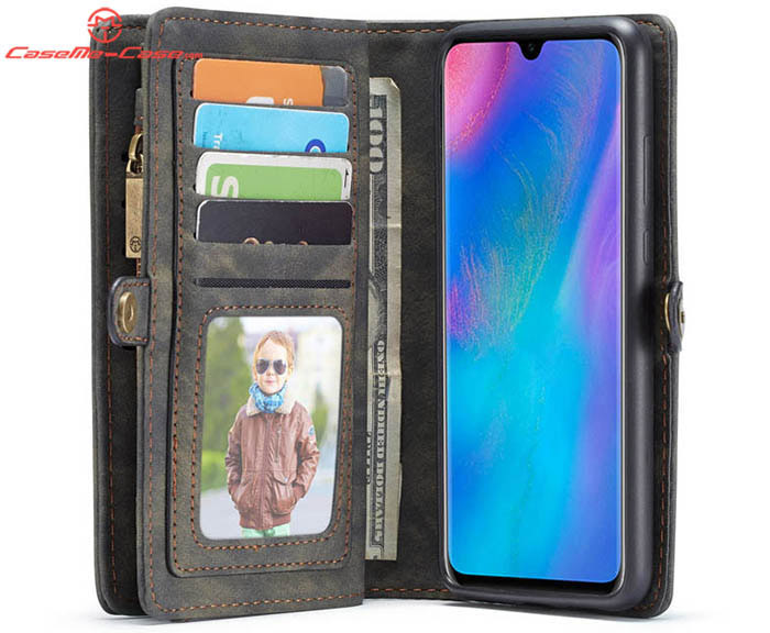CaseMe Huawei P30 Zipper Wallet Magnetic Detachable 2 in 1 Folio Case
