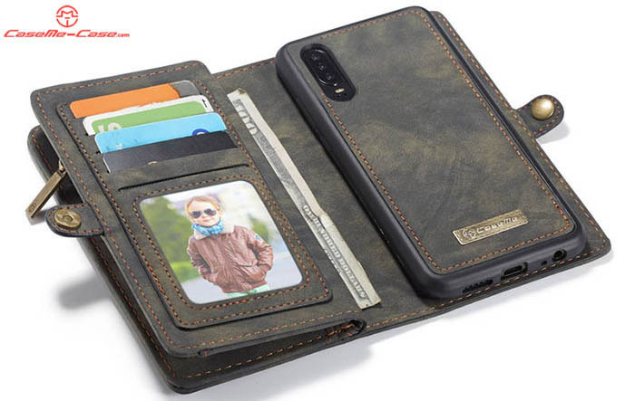 CaseMe Huawei P30 Zipper Wallet Magnetic Detachable 2 in 1 Folio Case