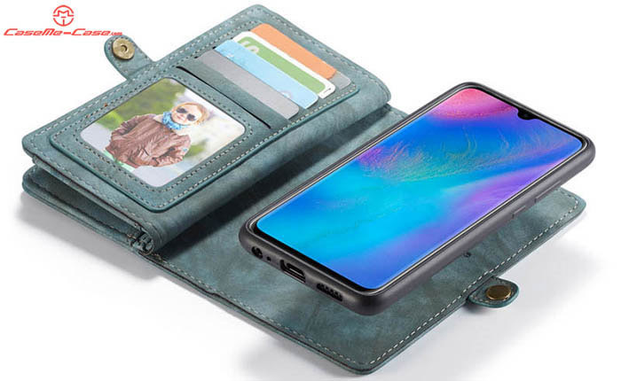 CaseMe Huawei P30 Zipper Wallet Magnetic Detachable 2 in 1 Folio Case