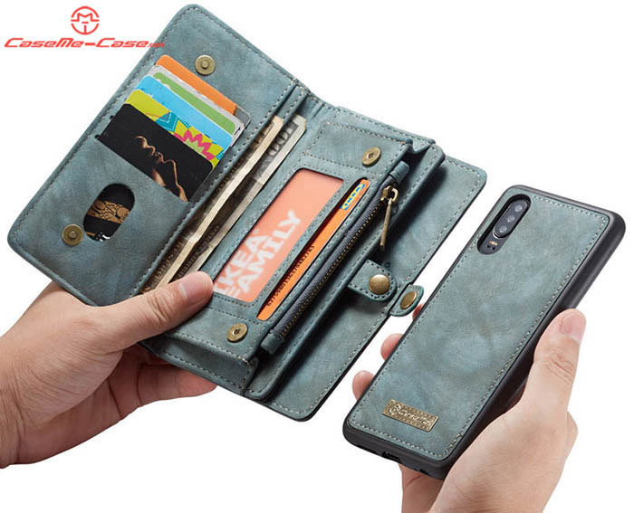 CaseMe Huawei P30 Lite Zipper Wallet Magnetic Detachable 2 in 1 Folio Case