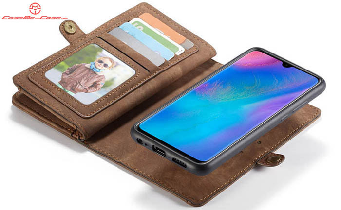 CaseMe Huawei P30 Zipper Wallet Magnetic Detachable 2 in 1 Folio Case