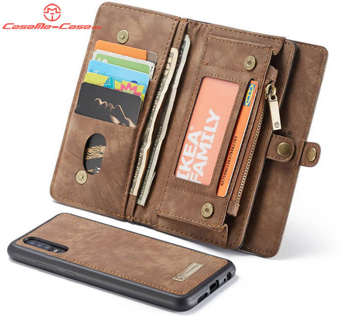 CaseMe Huawei P30 Zipper Wallet Magnetic Detachable 2 in 1 Folio Case