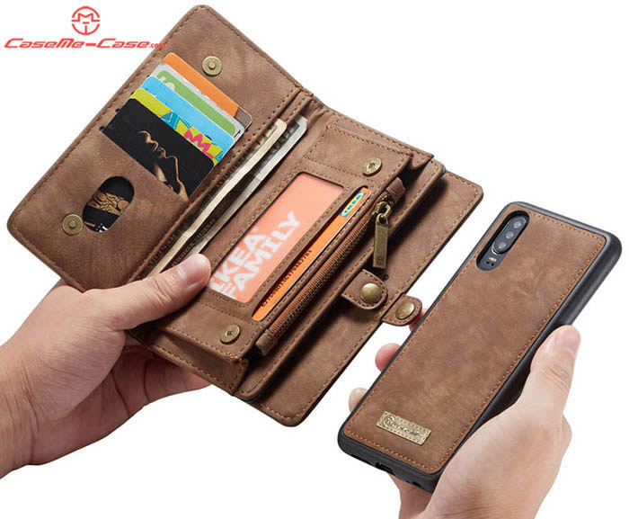 CaseMe Huawei P30 Zipper Wallet Magnetic Detachable 2 in 1 Folio Case