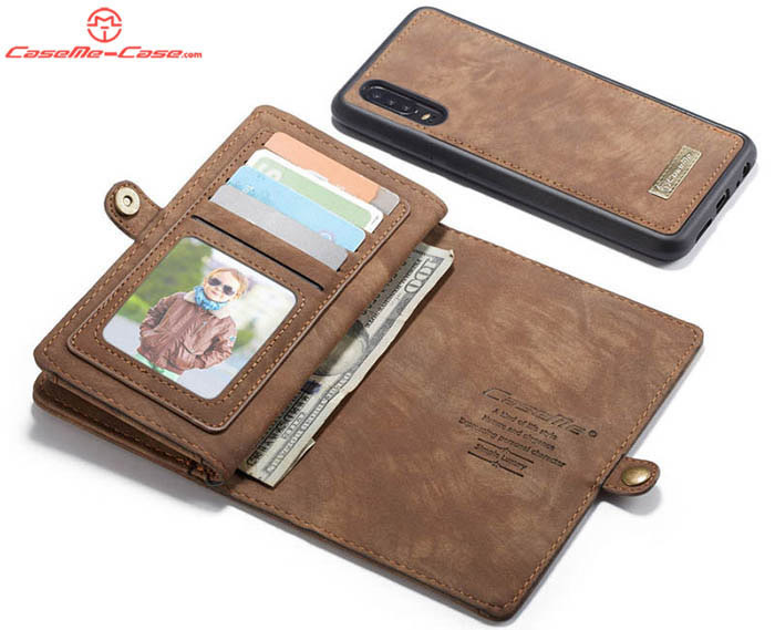 CaseMe Huawei P30 Zipper Wallet Magnetic Detachable 2 in 1 Folio Case