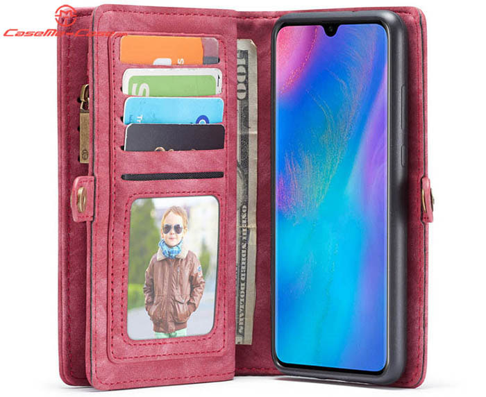 CaseMe Huawei P30 Zipper Wallet Magnetic Detachable 2 in 1 Folio Case