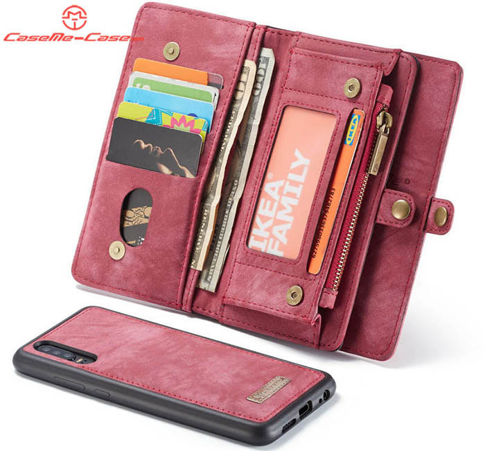 CaseMe Huawei P30 Lite Zipper Wallet Magnetic Detachable 2 in 1 Folio Case