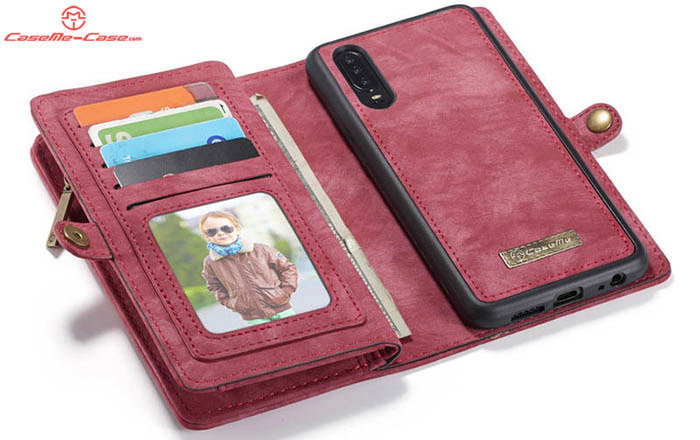 CaseMe Huawei P30 Lite Zipper Wallet Magnetic Detachable 2 in 1 Folio Case