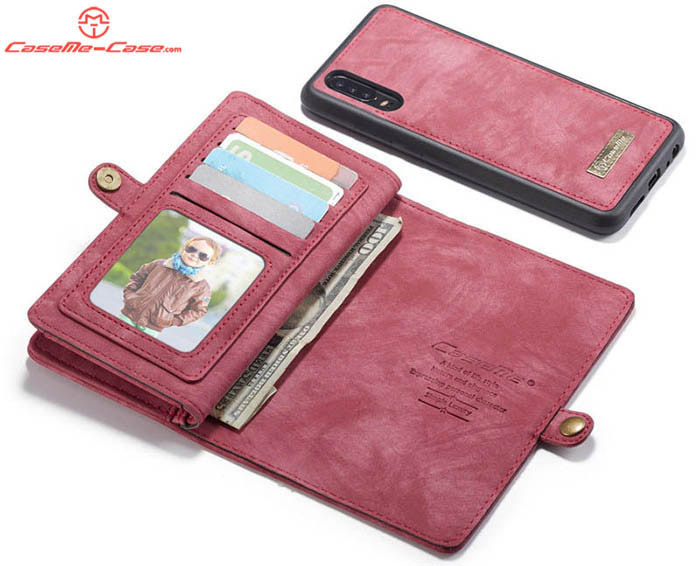 CaseMe Huawei P30 Zipper Wallet Magnetic Detachable 2 in 1 Folio Case