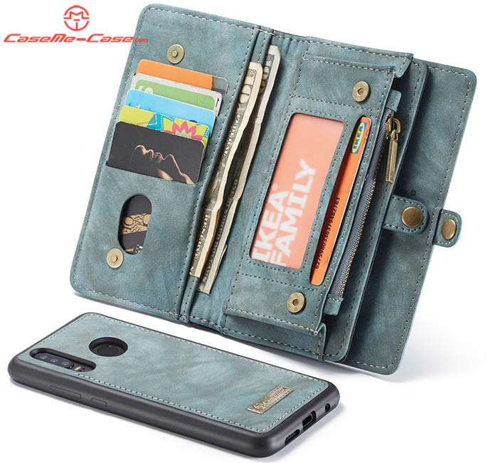 CaseMe Huawei P30 Lite Zipper Wallet Magnetic Detachable 2 in 1 Folio Case