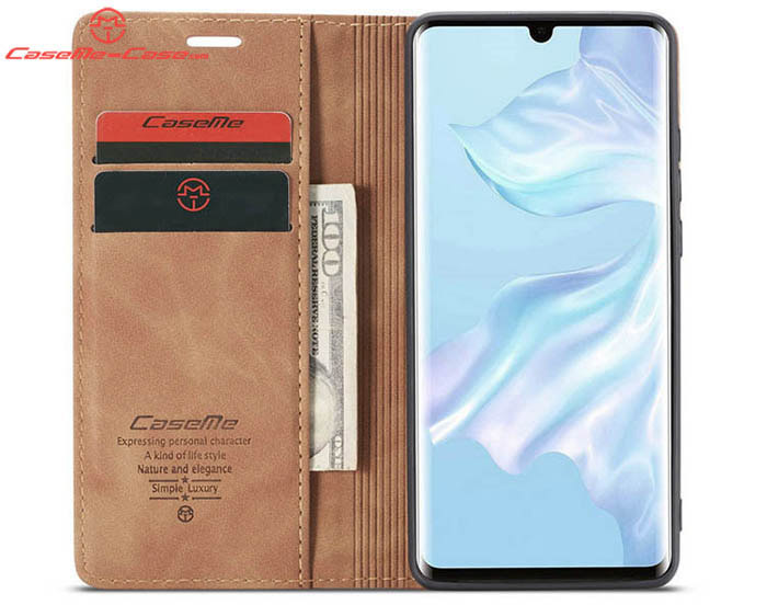 CaseMe Huawei P30 Pro Retro Wallet Kickstand Magnetic Flip Leather Case