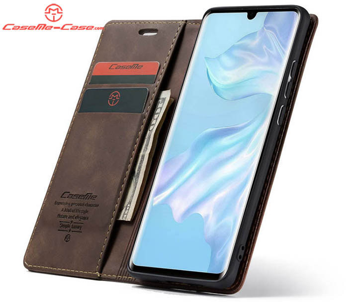 CaseMe Huawei P30 Pro Retro Wallet Kickstand Magnetic Flip Leather Case