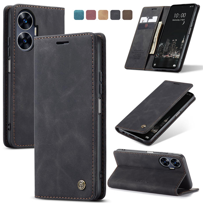 CaseMe Reamle C55 Wallet Magnetic Suede Leather Case Black - Click Image to Close