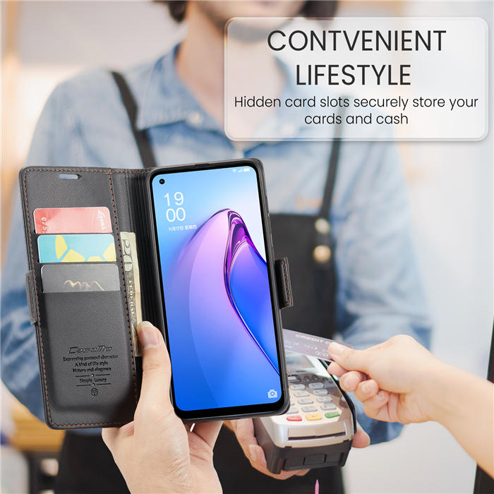 CaseMe OPPO Reno8 Z/OPPO Reno8 Lite/OPPO Reno7 Z/OPPO Reno7 Lite/OPPO F21 Pro 5G Wallet RFID Blocking Magnetic Buckle Case
