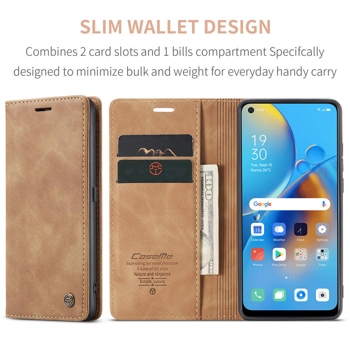 CaseMe OPPO Reno6 Lite 4G/OPPO A95 4G/OPPO F19S Wallet Suede Leather Case