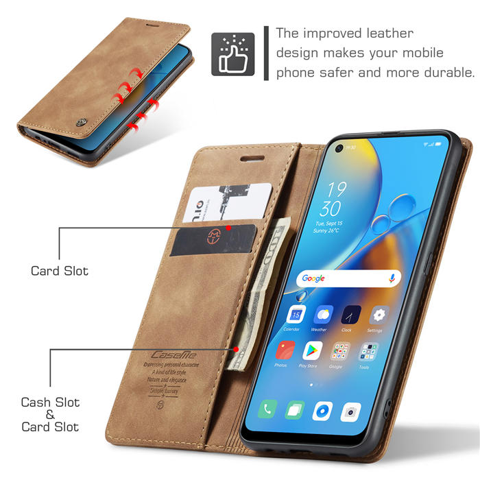 CaseMe OPPO Reno6 Lite 4G/OPPO A95 4G/OPPO F19S Wallet Suede Leather Case
