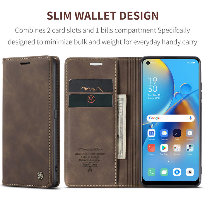 CaseMe OPPO Reno6 Lite 4G/OPPO A95 4G/OPPO F19S Wallet Suede Leather Case