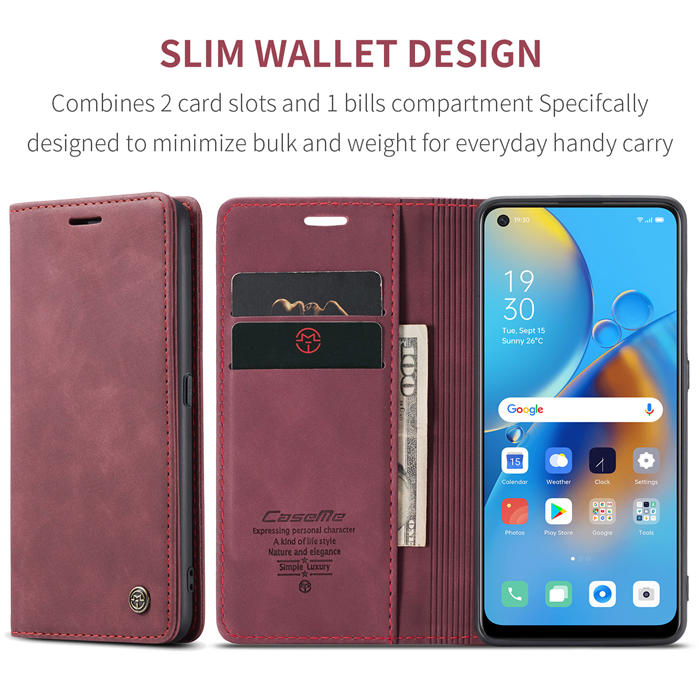 CaseMe OPPO Reno6 Lite 4G/OPPO A95 4G/OPPO F19S Wallet Suede Leather Case