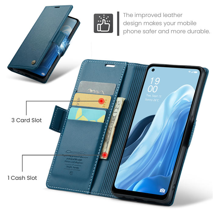 CaseMe OPPO Reno8 4G Wallet RFID Blocking Magnetic Buckle Case