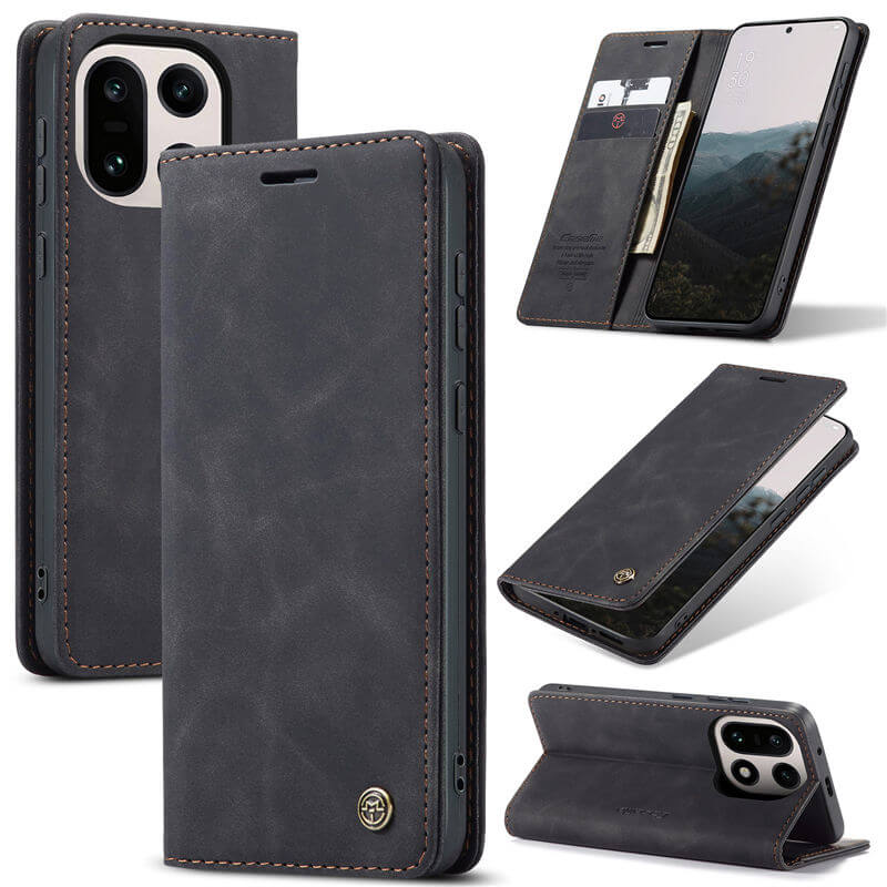 CaseMe OnePlus 15 Wallet Case with Magnetic Closure & Kickstand Black