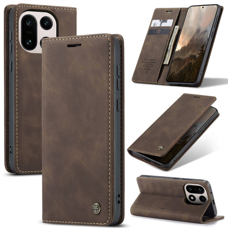 CaseMe OnePlus 15 Wallet Case with Magnetic Closure & Kickstand Coffee