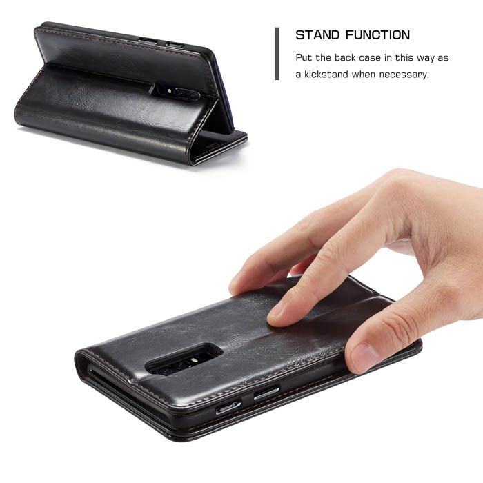 CaseMe OnePlus 6 Wallet Magnetic Flip Kickstand Case Black