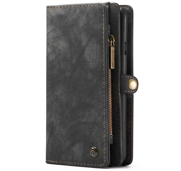 CaseMe OnePlus 7 Zipper Wallet Magnetic Detachable 2 in 1 Folio Case