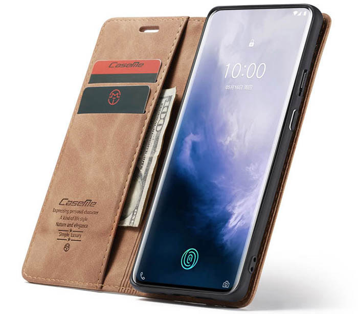 CaseMe OnePlus 7 Pro Retro Wallet Kickstand Magnetic Flip Leather Case