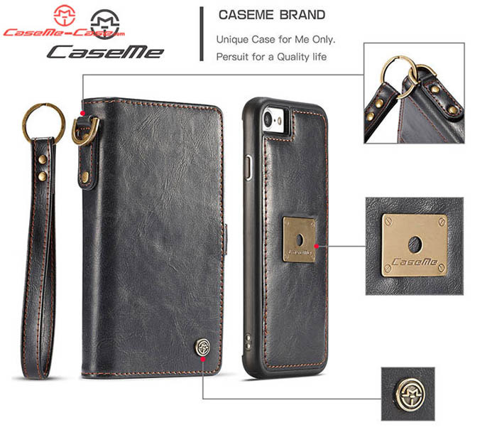 CaseMe iPhone 7 Wallet Detachable Wrist Strap Case