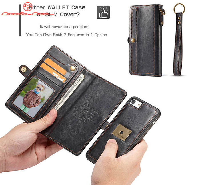 CaseMe iPhone 7 Wallet Detachable Wrist Strap Case