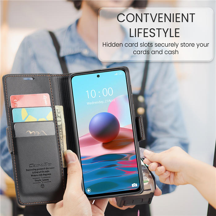 CaseMe Xiaomi Redmi Note 10 4G/Note 10S Wallet RFID Blocking Magnetic Buckle Case