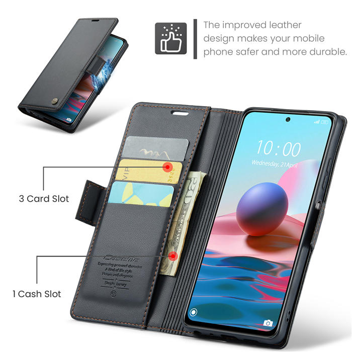 CaseMe Xiaomi Redmi Note 10 4G/Note 10S Wallet RFID Blocking Magnetic Buckle Case