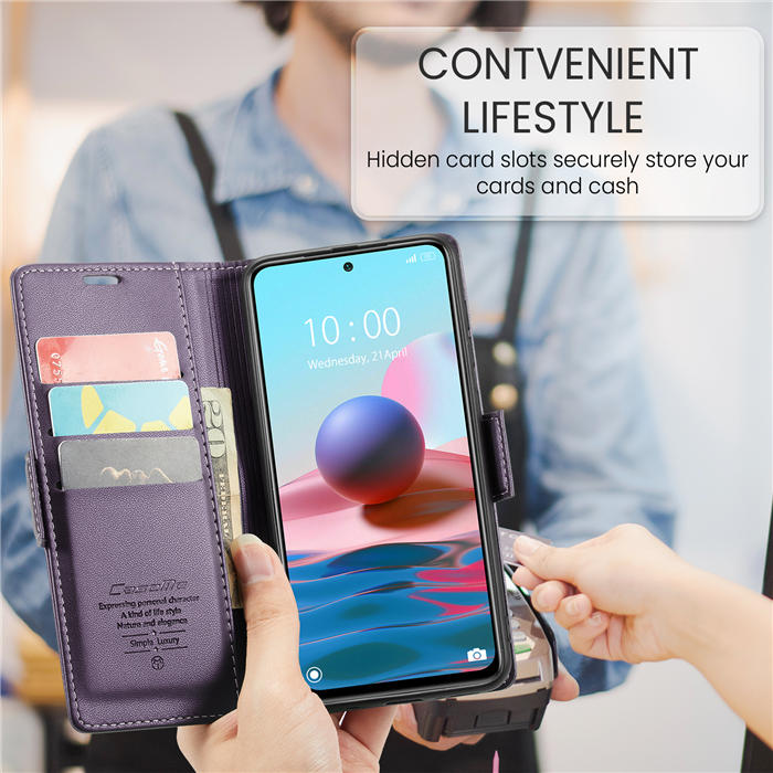 CaseMe Xiaomi Redmi Note 10 4G/Note 10S Wallet RFID Blocking Magnetic Buckle Case