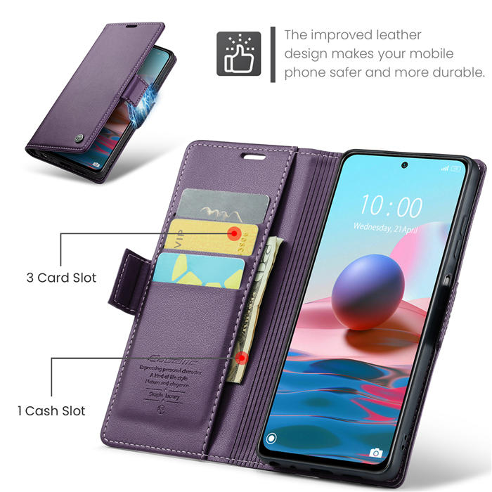 CaseMe Xiaomi Redmi Note 10 4G/Note 10S Wallet RFID Blocking Magnetic Buckle Case