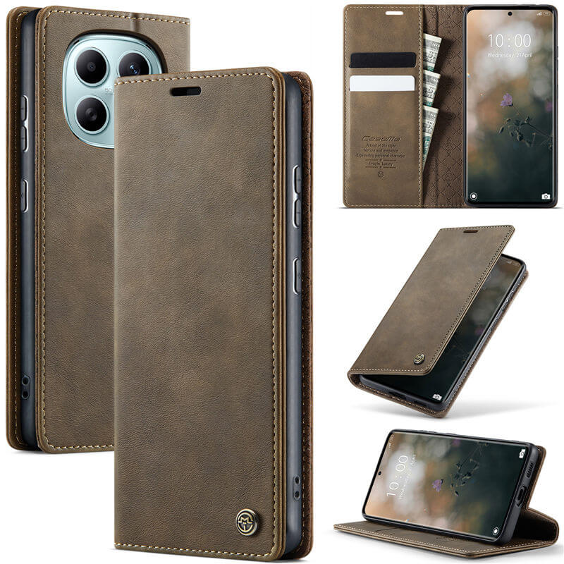CaseMe Xiaomi Redmi Note 15 5G RFID Wallet Case with Magnetic Closure Brown