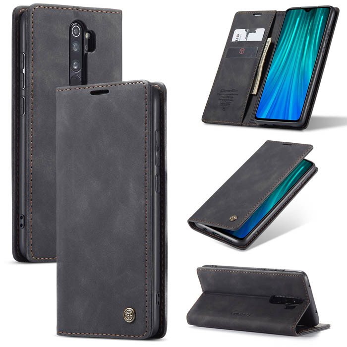 Momoka Wallet Custodia Per Redmi Note 8 Pro – Pelle Con Portafoglio, Supporto E Chiusura Magnetica (Nero)