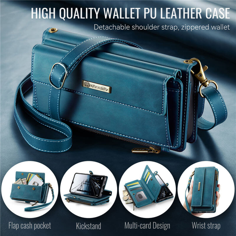 CaseMe Samsung Galaxy A13 4G/5G Wallet Case – RFID Blocking, 9 Card Slots, Crossbody Strap