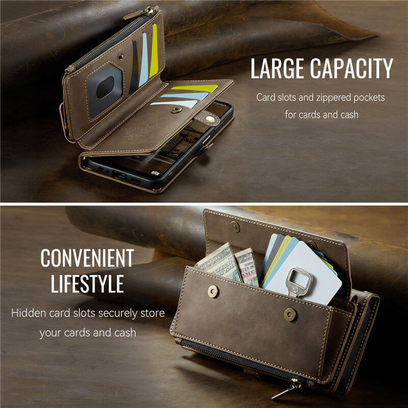 CaseMe Samsung Galaxy A13 4G/5G Wallet Case – RFID Blocking, 9 Card Slots, Crossbody Strap