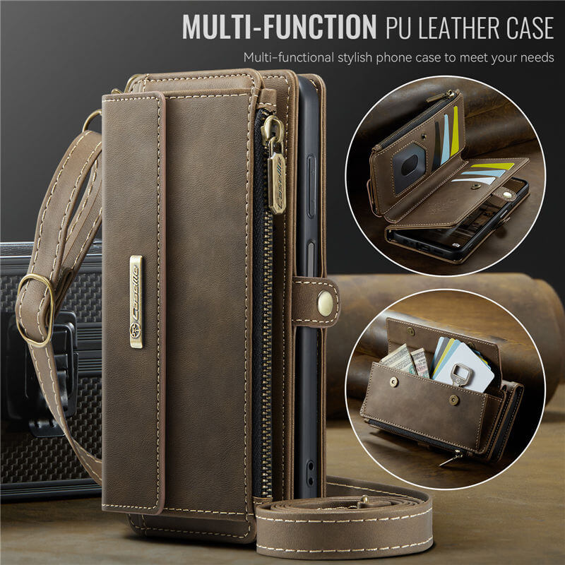 CaseMe Samsung Galaxy A13 4G/5G Wallet Case – RFID Blocking, 9 Card Slots, Crossbody Strap