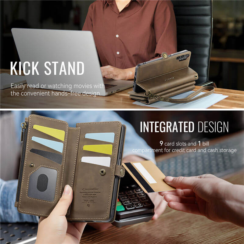 CaseMe Samsung Galaxy A13 4G/5G Wallet Case – RFID Blocking, 9 Card Slots, Crossbody Strap