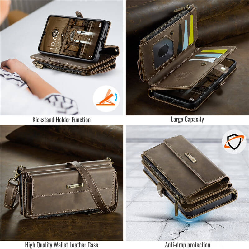 CaseMe Samsung Galaxy A13 4G/5G Wallet Case – RFID Blocking, 9 Card Slots, Crossbody Strap
